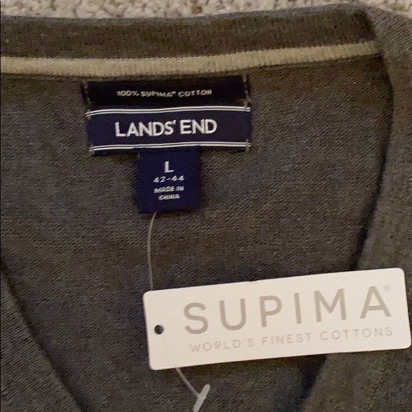 Lands’ End supima cotton v-neck sweater - Picture 2 of 2